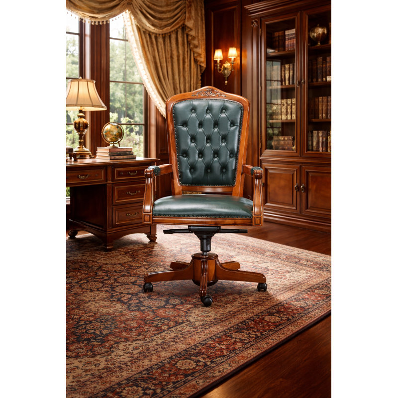 Charlton Home® Ageet Tufted Crowned Leather Executive Chair | Wayfair